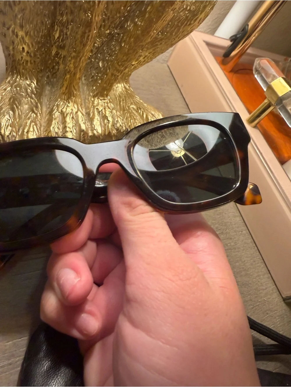 Off-White Tortoiseshell Square Sunglasses with Dark Lenses